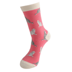 Miss Sparrow pink Tabby Cats bamboo socks being worn