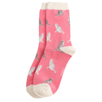 Pair of Miss Sparrow Tabby Cats pink bamboo socks