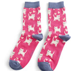 Socks Miss Sparrow Ladies' Bamboo Socks – Sleepy Cats Hot Pink