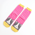 Miss Sparrow Ladies' Bamboo Cat Socks Cool Cat Hot Pink pair displayed flat
