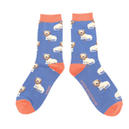 Socks Miss Sparrow Ladies Bamboo Cat Socks 'Lions’ Denim