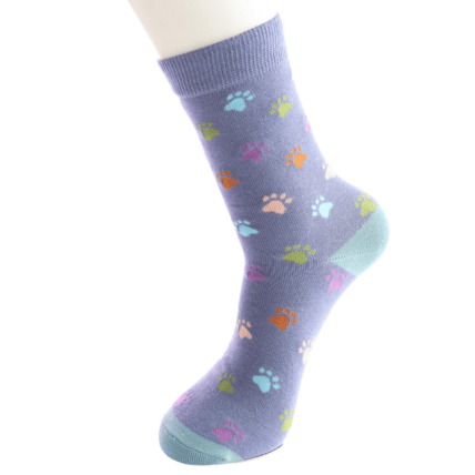 Socks Miss Sparrow Ladies' Bamboo Socks – Multi Paw Prints Denim