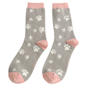 Socks Miss Sparrow Ladies' Bamboo Socks – Paw Print Grey