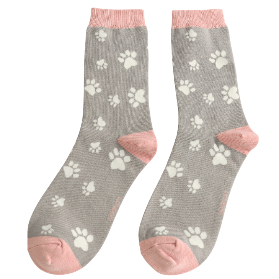 Socks Miss Sparrow Ladies' Bamboo Socks – Paw Print Grey