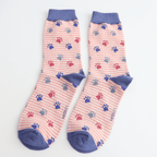 Socks Miss Sparrow Ladies' Bamboo Socks – Paws & Stripes Dusky Pink