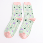 Socks Miss Sparrow Ladies' Bamboo Socks – Paws & Stripes Mint