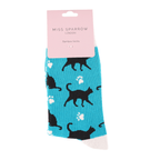 Socks Miss Sparrow Ladies' Bamboo Socks – Cats & Prints Teal