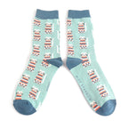 Socks Miss Sparrow Ladies' Bamboo Socks – Cosy Kitties Duck Egg