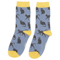 Socks Miss Sparrow Ladies' Bamboo Socks – Cute Cats Cornflower Blue