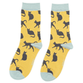 Socks Miss Sparrow Ladies' Bamboo Socks – Cute Cats Yellow