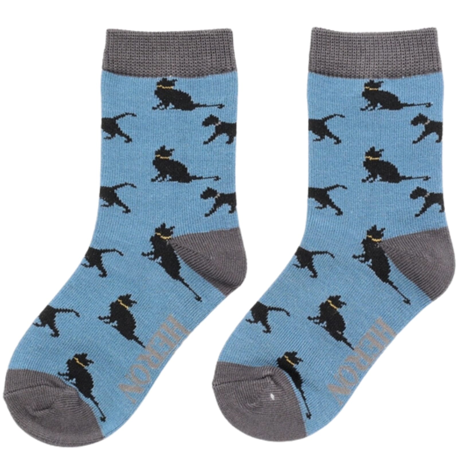 Socks Mr Heron Boys Bamboo Cat Socks 'Lucky Cats' – Denim, Age 2–3 Years