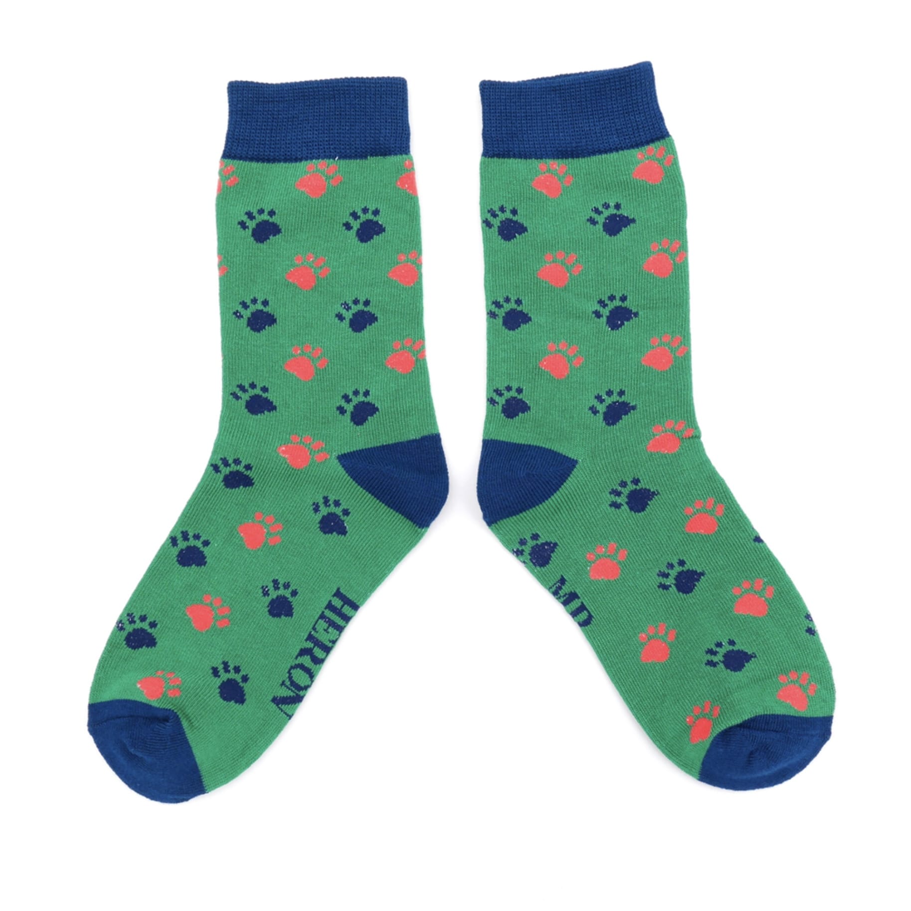 Socks Mr Heron Boys' Bamboo Cat Socks 'Paddy Paws' – Green, Age 2–3 Years
