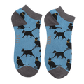 Socks Mr Heron Men's Bamboo Cat Trainer Socks 'Lucky Cats' – Blue