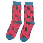 Socks Mr Sparrow Men's Bamboo Cat Socks 'Cute Cats' – Oxblood