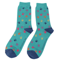 Socks Mr Sparrow Men's Bamboo Cat Socks 'Multi Paw Prints' – Teal