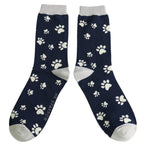 Socks Mr Sparrow Men's Bamboo Cat Socks 'Paw Print' – Navy