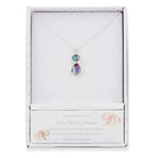 Equilibrium Paua Shell Cat silver plated necklace presented in Equilibrium Paua Shell Collection gift box