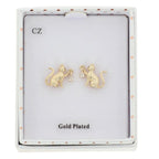 Equilibrium Playful Cat gold plated earrings with cubic zirconia stones presented in Equilibrium gift box