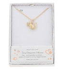 Equilibrium Playful Cat gold plated necklace with cubic zirconia stone presented in Equilibrium gift box