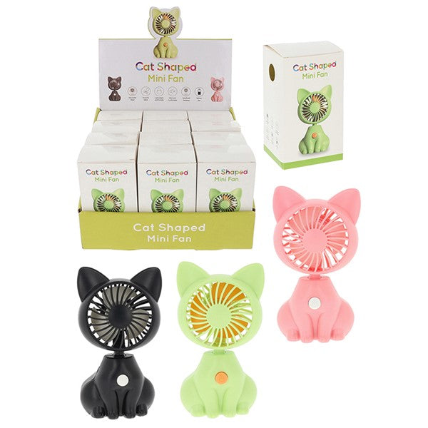 Cat-shaped portable fans available in pink, black or green 