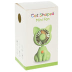 Cat-shaped mini fan in a white box