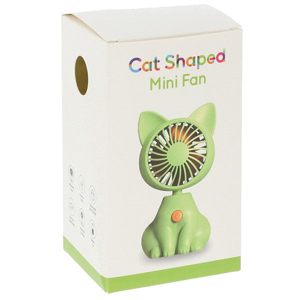 Cat-shaped mini fan in a white box