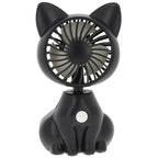 Black cooling fan shaped like a sitting cat with ears 