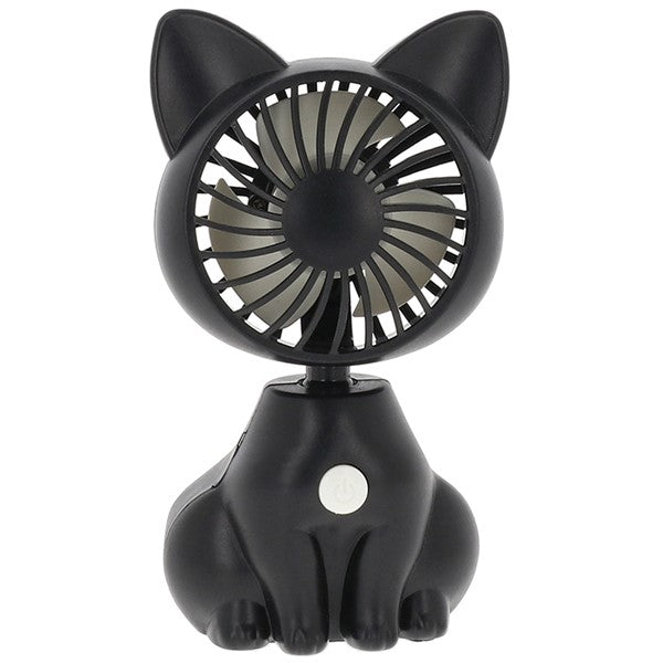 Black cooling fan shaped like a sitting cat with ears 