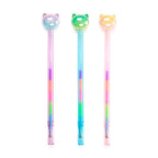 Rainbow Ink Cat Head Topper Pens display showing pink, blue and lilac designs