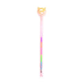 Pink Rainbow Ink Cat Head Topper Pen with glitter cat topper