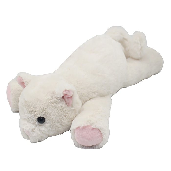 Recycled Pet Pals 40cm cream laying cat soft toy with pink ears and paw pads
