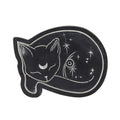 Resin mystical sleeping black cat incense holder with moon and celestial star design for standard incense sticks.