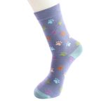 Miss Sparrow Ladies Bamboo Cat Socks 'Multi Paw Prints' Denim