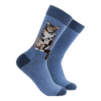 Socktopus Combed Cotton Tabby Maine Coon Energy Socks - Blue Marl