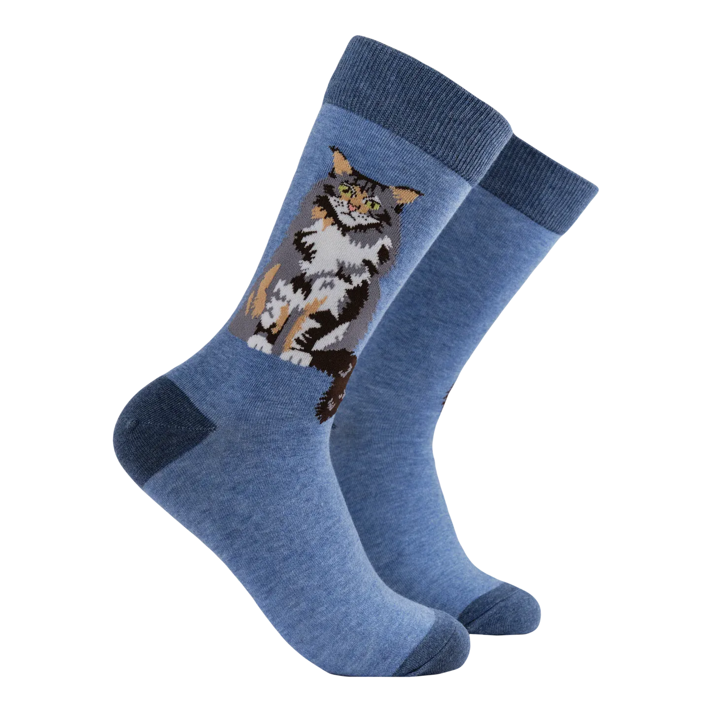 Socktopus Combed Cotton Tabby Maine Coon Energy Socks - Blue Marl