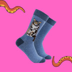 Socktopus Combed Cotton Tabby Maine Coon Energy Socks - Blue Marl