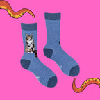 Socktopus Combed Cotton Tabby Maine Coon Energy Socks - Blue Marl
