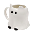 Angled front view of cute Ghost Cat ceramic mug