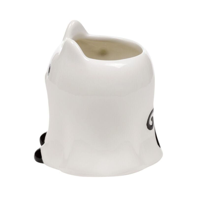 Side view of Ghost Cat Halloween shaped ceramic mug