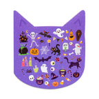 Purple Halloween sticker sheet with ghosts, skeletons and spooky characters