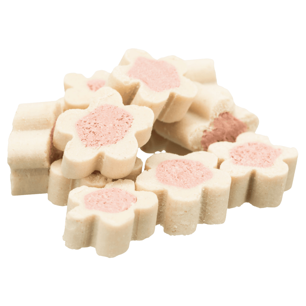 Flower shaped salmon cat treats with pink centres from Trixie Advent Calendar