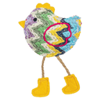 Bright Trixie catnip chicken toy in green, purple and blue, ready to ruffle a few feline feathers during playtime
