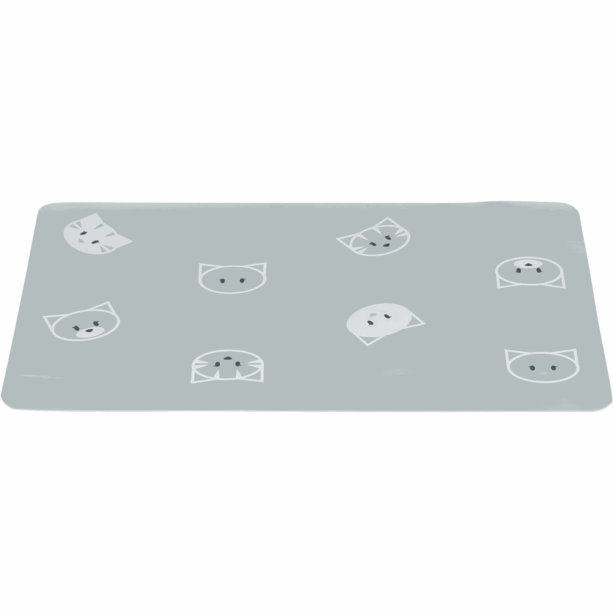 Trixie Mimi Cats non-slip sage green food and water bowl placemat with cute cat face design, 44 x 28cm
