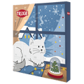 Trixie PREMIO Luxury Cat Advent Calendar with 24 numbered doors, featuring a white cat beside a snowy Christmas window