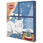 Trixie PREMIO Luxury Cat Advent Calendar with 24 numbered doors, featuring a white cat beside a snowy Christmas window