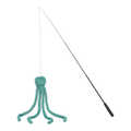 Trixie Telescope Octopus interactive cat playing rod extended with turquoise plush four-tentacle octopus toy and long fibreglass handle