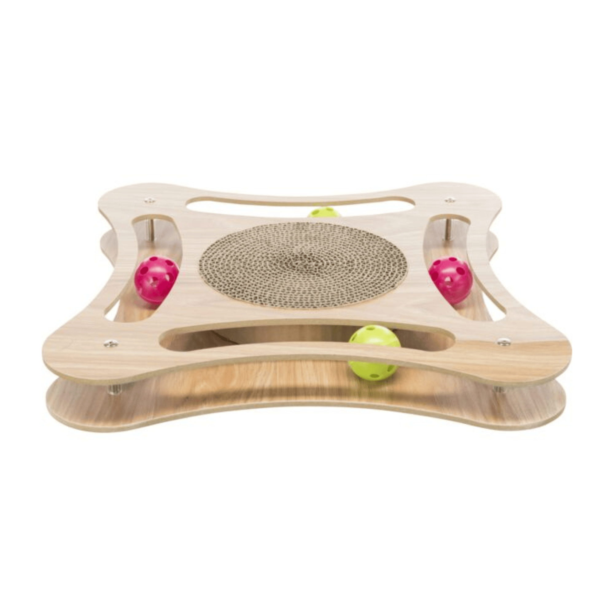 Cat Accessories Trixie Wooden Cat Scratcher with Replaceable Cardboard Scratch Pad & 4 Ball Toys 48021