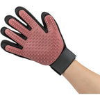 Trixie cat grooming glove worn on the hand, ready to collect loose fur while your cat enjoys a soothing massage