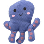 Blue Trixie Cute Cotton Octopus Catnip Cat Toy with soft ribbed fabric and smiling face.
