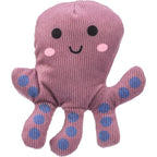 Dusky Pink Trixie Cute Cotton Octopus Catnip Cat Toy with soft ribbed fabric and smiling face.